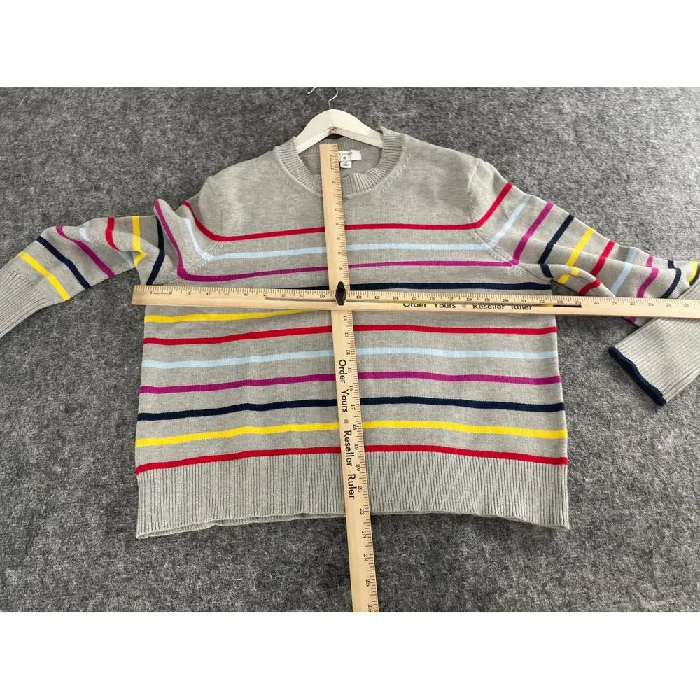 La Ligne Target Sweater Women 1X Gray Striped Cashmere Blend Pulover Crop N275